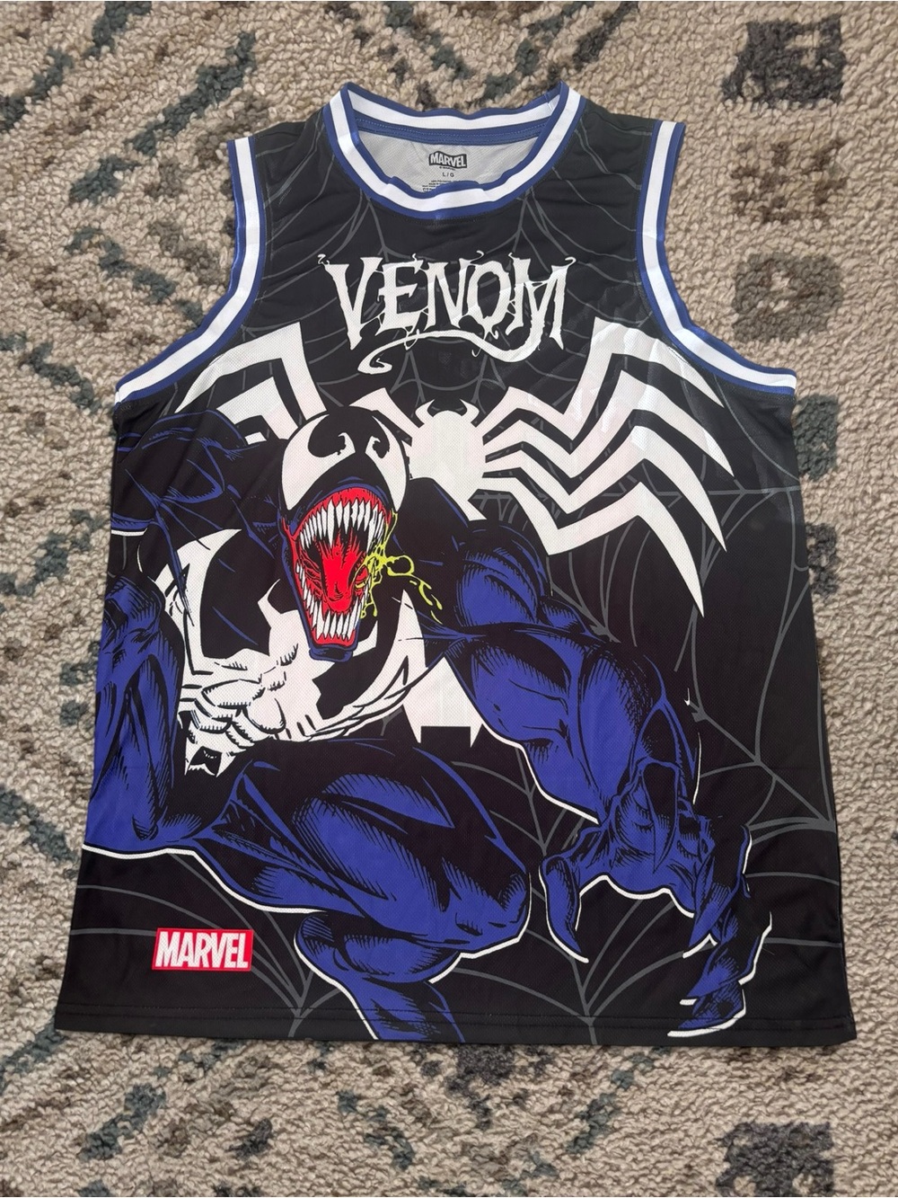 Marvel Venom Graphic Basketball Jersey - Black, Blue & Red Accents
